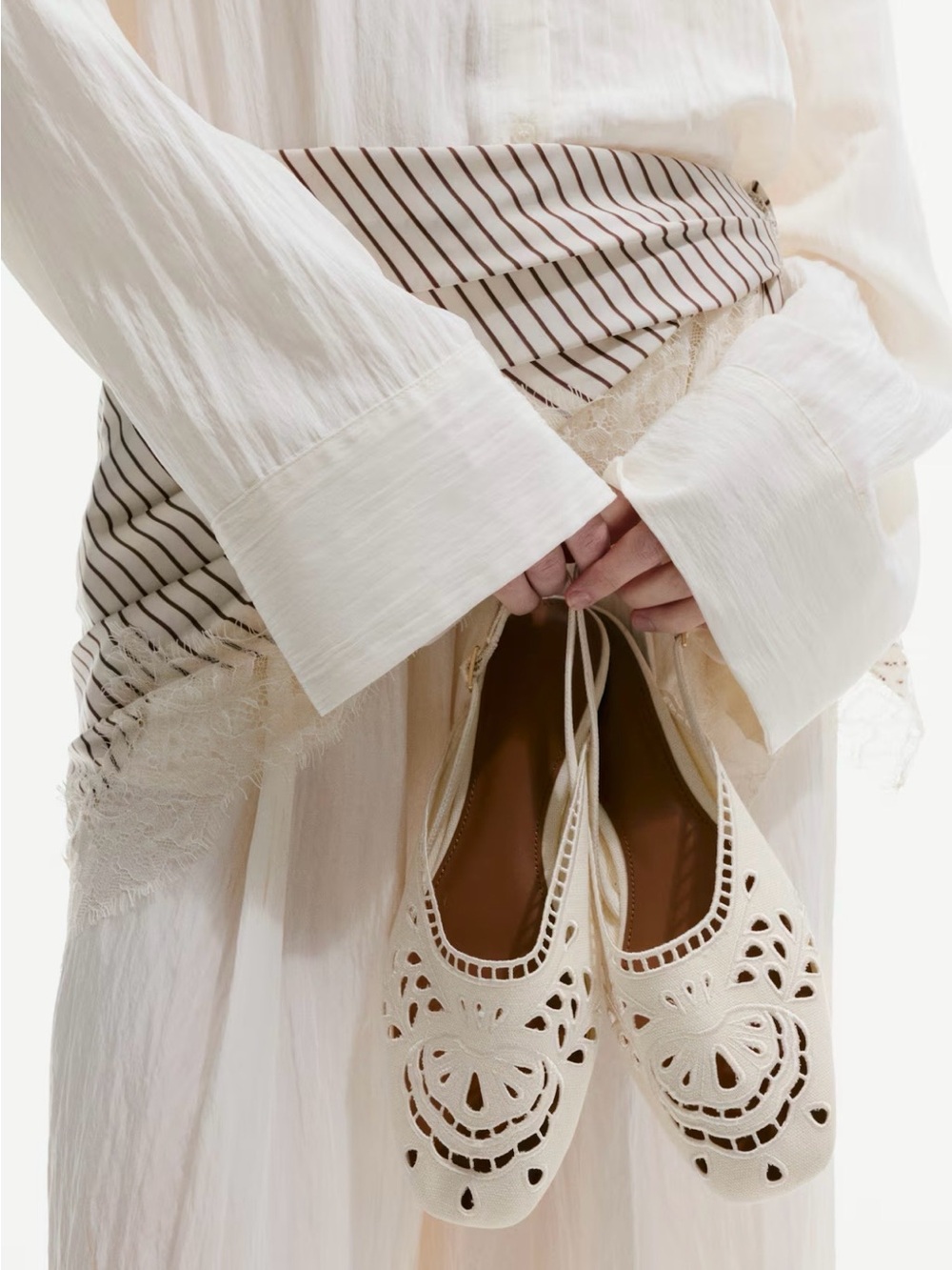 H&M Cream Laser-Cut Ballet Flats